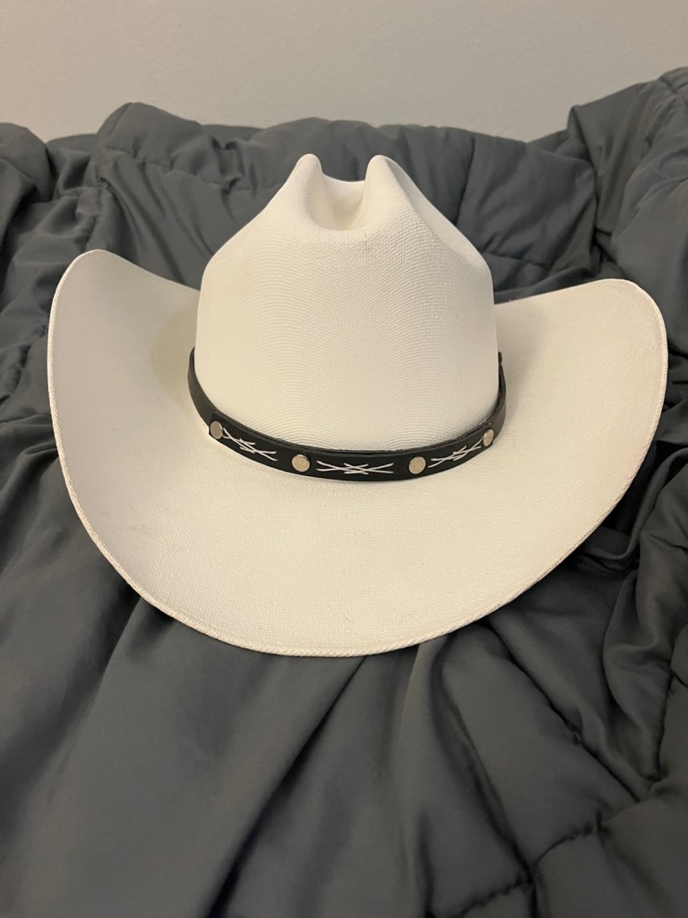Kids White Cowboy Hat with Black Studded Band